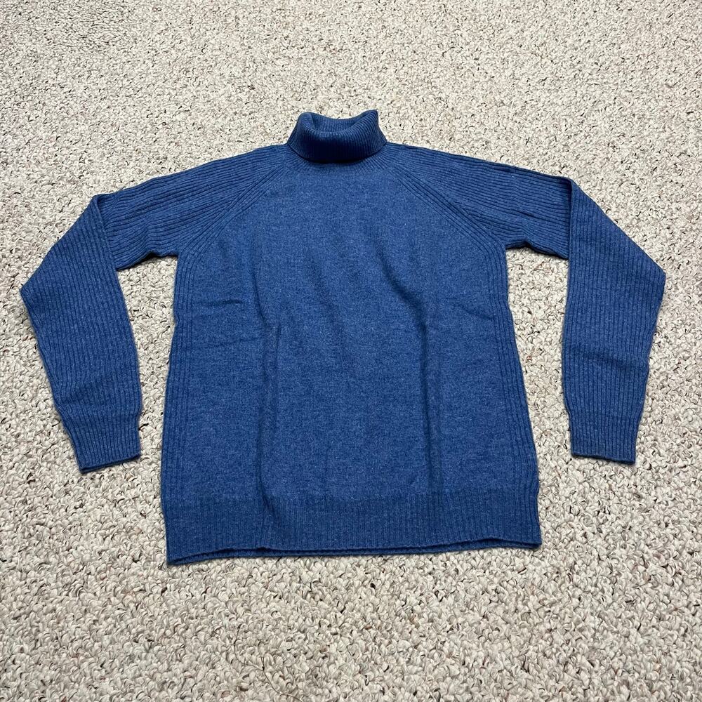 NEW Liny Xin Merino Wool Turtleneck Sweater S Blue Knit Preppy Classic Cozy